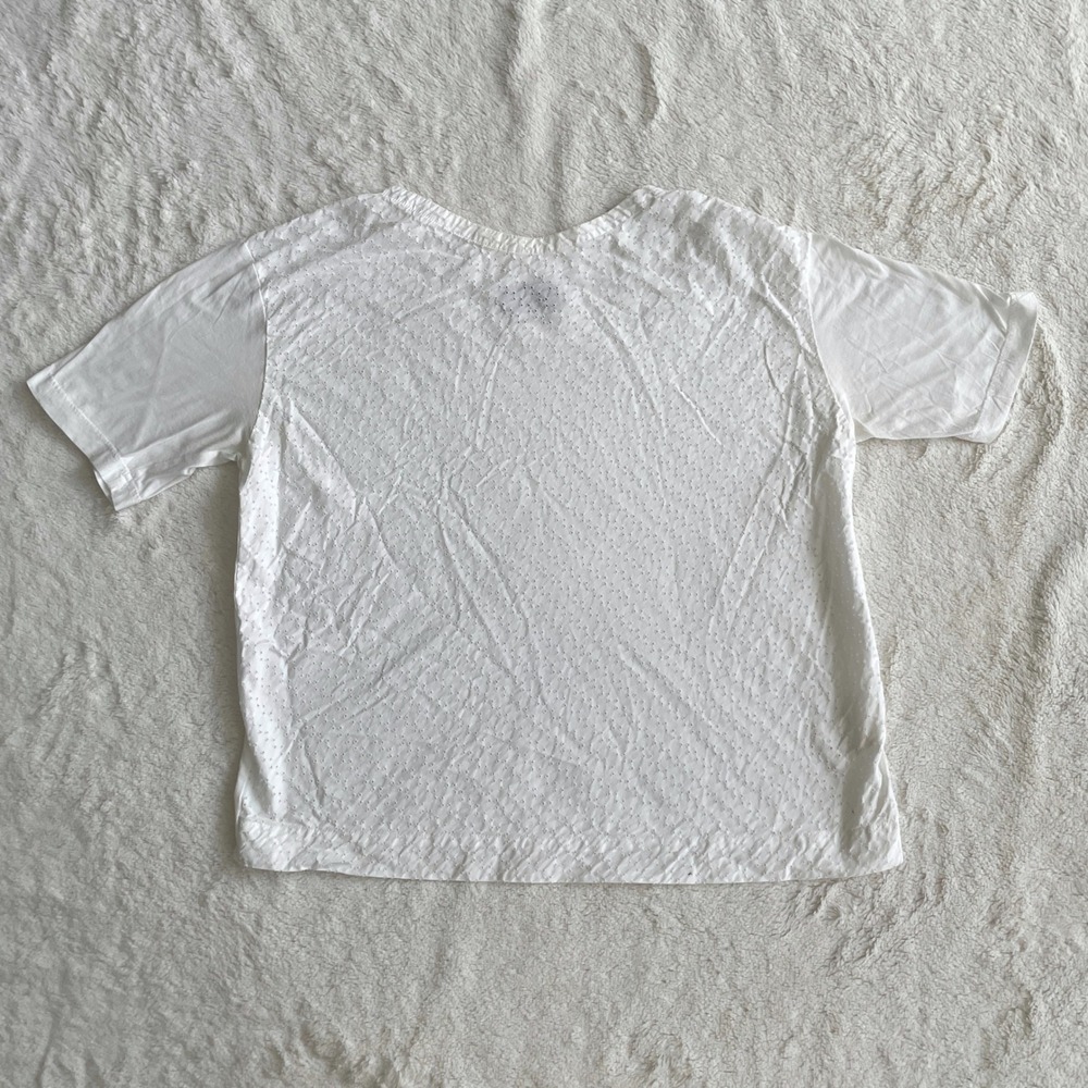 Blue Blue Japan Arigato White Eyelet Cotton T-Shirt Made in Japan Size 2 / Small